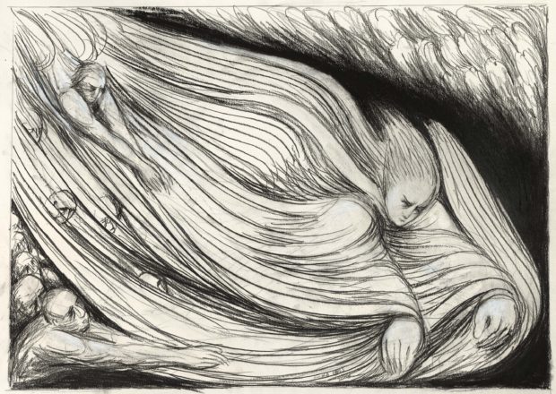 1. Bring Me More, Donald Pass, Straining Towards Salvation. Charcoal, signed and dated: 2005. 26 x 36 1/2 in.