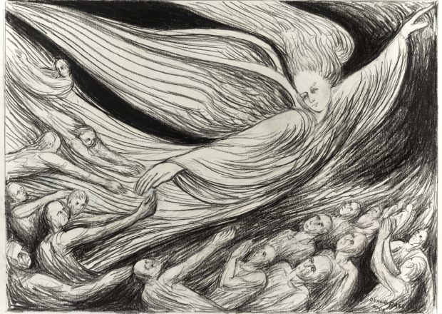 6. Hope’s Not Here, Donald Pass, Angel Ascendant. Charcoal, signed and dated: 2005. 26 x 36 in.